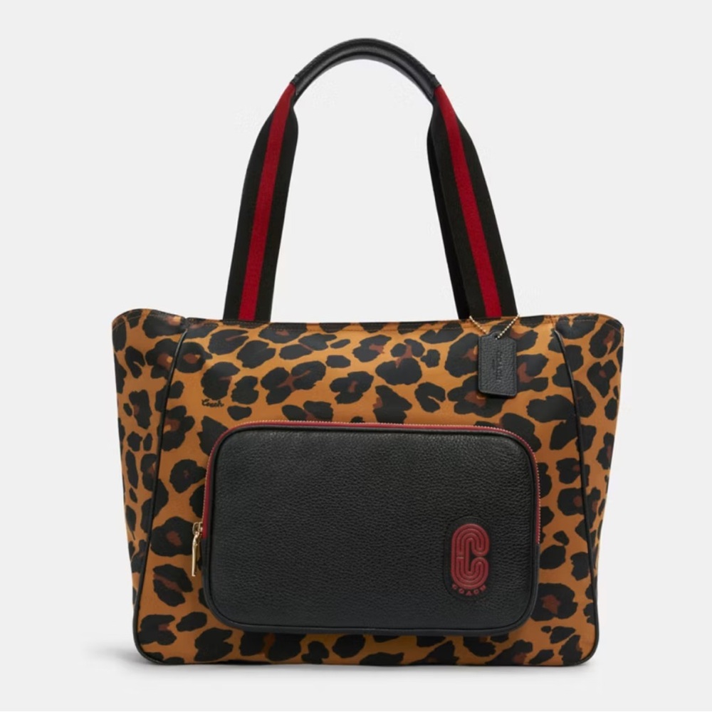 Coach - Leopard Print Tote Bag with Black Accents - Picture 2 of 13